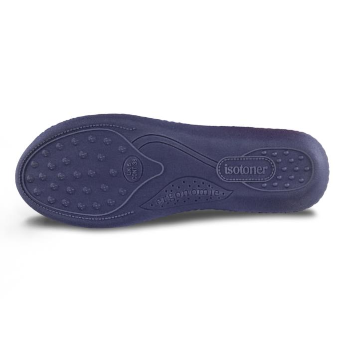 Isotoner® Ladies Sparkle Velour Heeled Mule Navy Extra Image 5